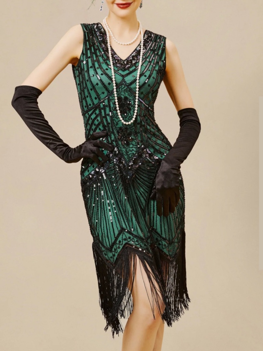 Black and silver  Fringe Midi Dress,  vintage